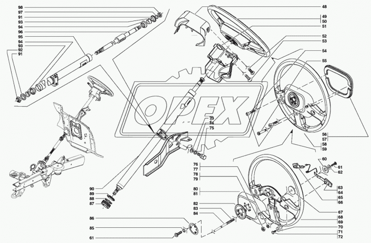 31512-3401098-21 Колонка с валом рулевого управления L=795 с кроншт.и валом УАЗ Хантер с ГУР УАЗ